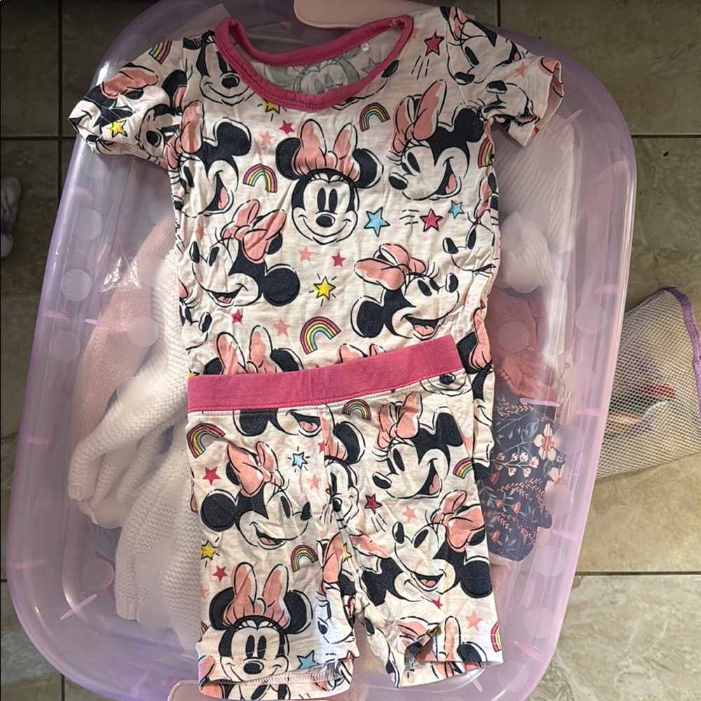 Disney Minnie Mouse Kids Pajamas - Pink and White